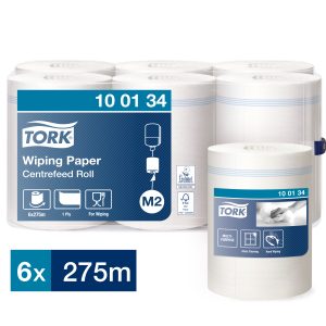 Tork M2 Wiping Centerfeed Poetspapier Advanced, 1-laags, wit, 275mtr/24,5cm, 6rol/doos