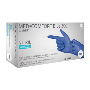 Blue 300 Nitril handschoenen, lange manchet 30cm, blauw, maat Small, 100st/dis