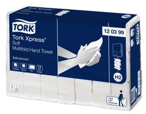 Tork H2 Xpress Zachte Multifold Handdoek Advanced, recycl 2-laags, wit, 34x21cm, 21x136st,2.856st/ds