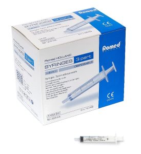 Romed spuit, 3ml, Luer tip, 3-delig, steriel verpakt, 100st/doos