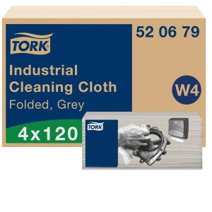 Tork W4 Industrial Gevouwen Reinigingsdoek Premium, grijs, 41,5×35,5cm, 4x120st, 480st/doos