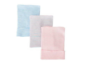 Babymuts, wit-blauw, gestreept, 50st/ds