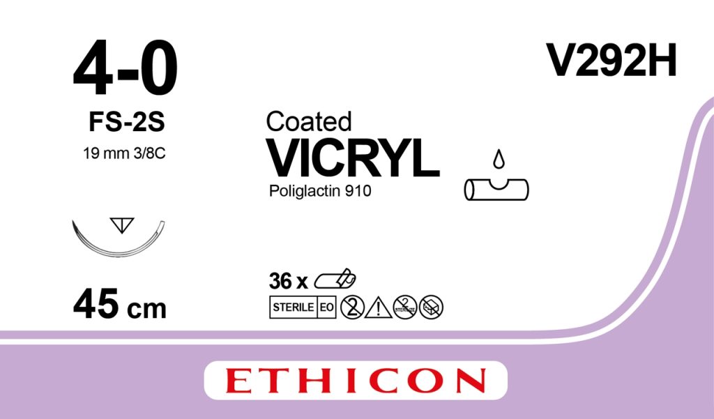 Vicryl ongekleurd gevlochten 4-0 V292H