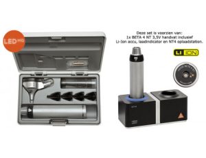 Heine B-141.24.420 Beta 200 F.O. Led otoscoopset incl. oplaadbaar handvat, NT4 oplader, p/st