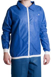 EMDAMED Luxe Ok jas, non-woven, korte mouw, met rits en manchet, blauw, maat M, 50st/ds