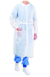 EMDAMED Doktersjas, SMS, met drukknopen en tricot manchet, wit, maat M, 50st/ds