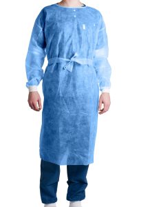 EMDAMED Isolatiejas SMS NW 55g/m2, met tricot manchet, blauw, L, 100st/doos