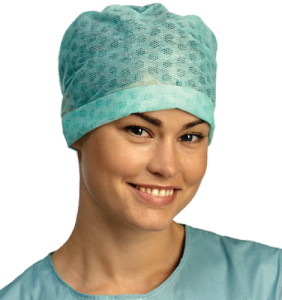 Molnlycke Barrier operatiemuts, Model Chic, extra comfort, groen, met knooplinten, 8x100st/ds