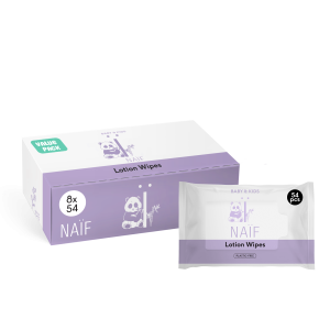 Naïf billendoekjes, plasticvrij, 54st/pak, 8pak/doos, 432st/doos