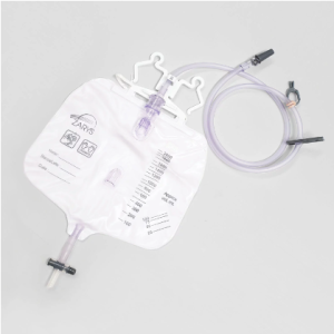 Urinezak 2.000ml, 120cm slang, monsterafname, CV, bedhanger, NRV, druppelkamer, steriel, 50st/doos